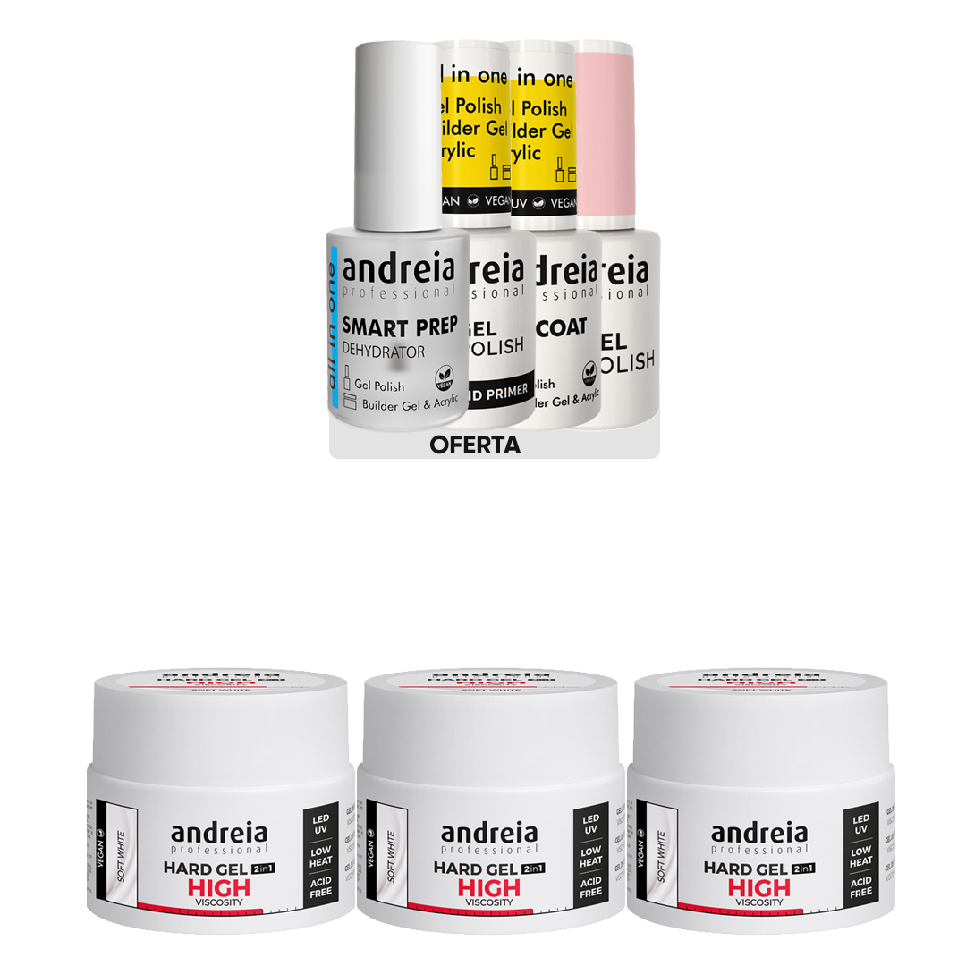 Andreia Hard gel de construção alta viscosidade branco leitoso pack