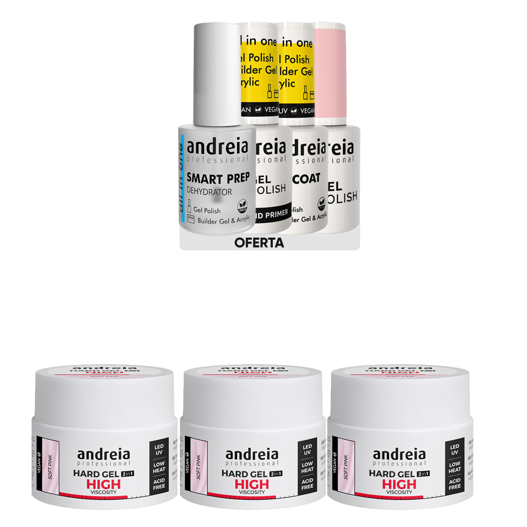 Andreia Hard gel de construção alta viscosidade rosa leitoso pack