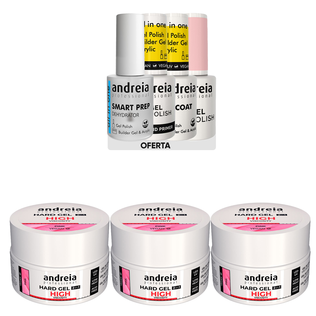 Andreia Hard Gel de construcción de uñas alta viscosidad pink pack