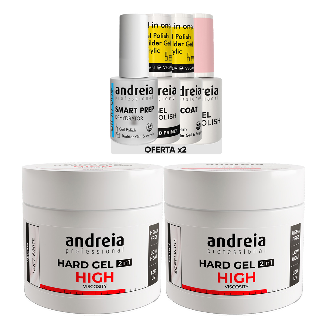 Andreia Hard high viscosity nail building gel soft white pack