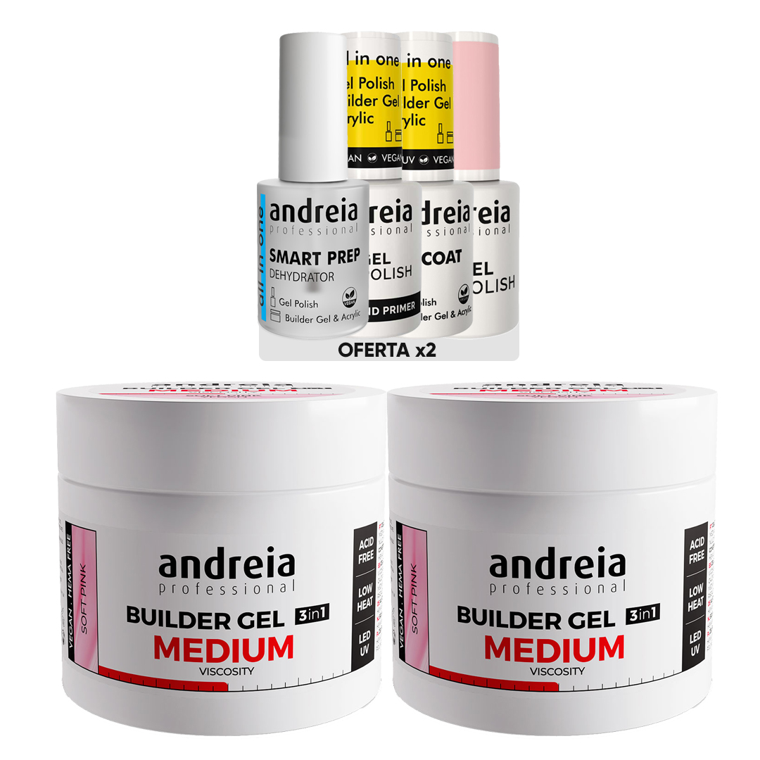Andreia Hard medium viscosity nail building gel soft pink pack