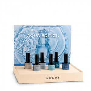 Inocos verniz gel coleção Natura Lovers Aqua Edition com expositor
