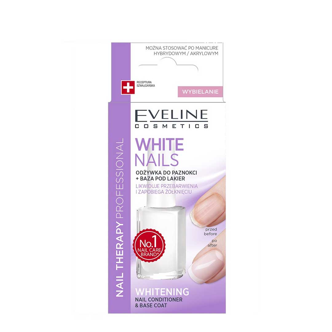 Eveline Nail Therapy white nails condicionador e top coat